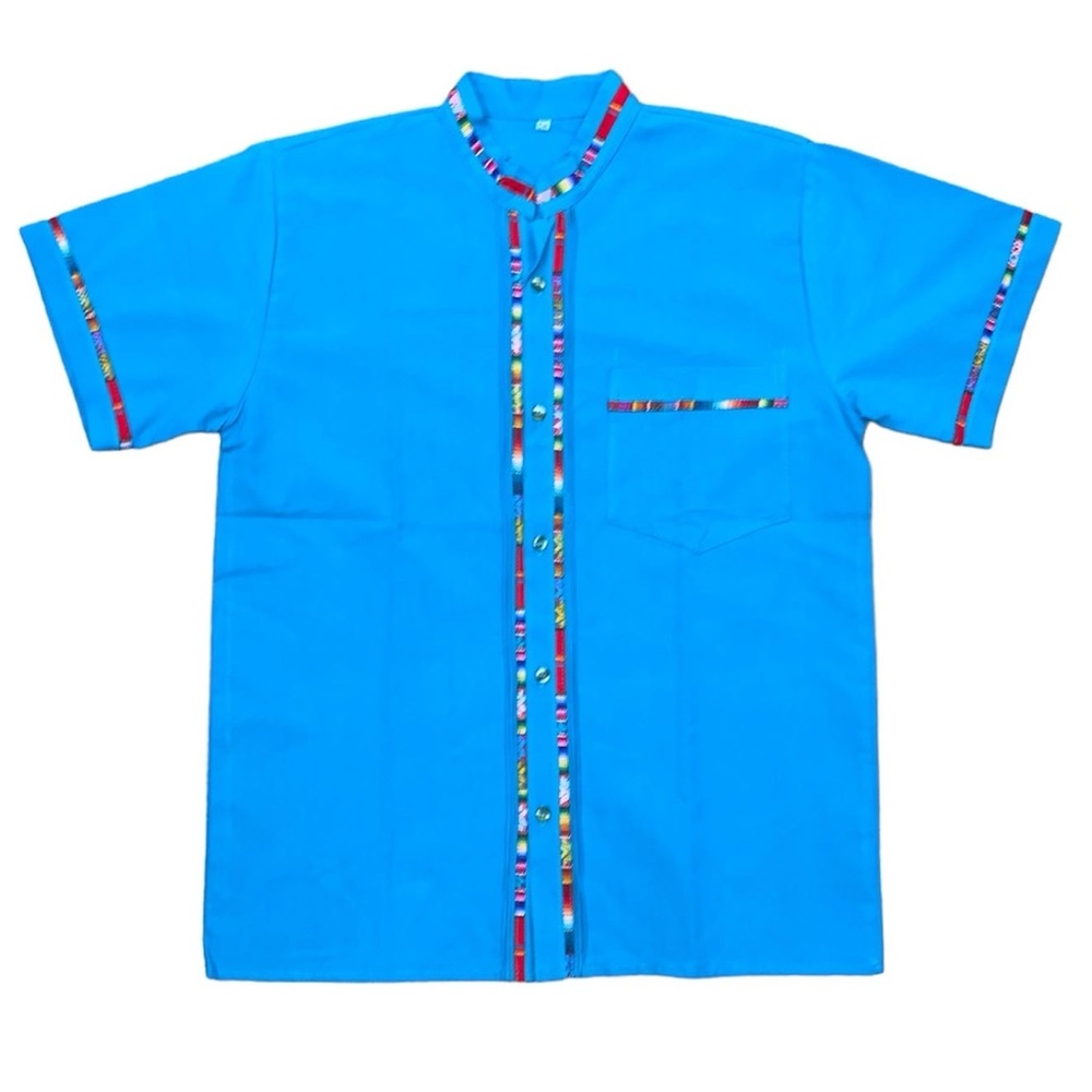 Men’s Blue Guayabera Coralillo Style